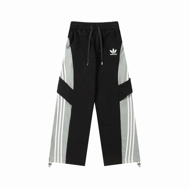 特价P140 balenciaga X Adidas联名新款高街直筒休闲运动裤 重磅面料三条杠独特设计风格拼接色 刺绣Logo刺绣饱满凹凸感 最流行的工艺设计，