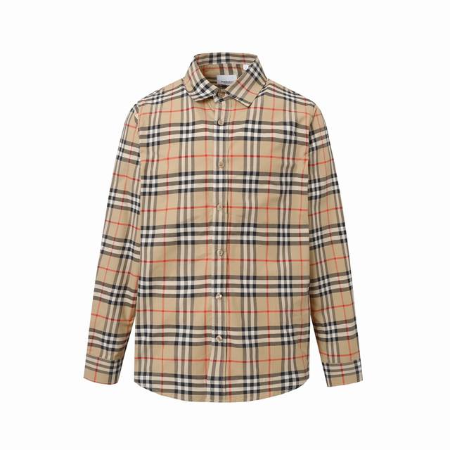 p150 burberry/巴宝莉 格子经典元素新款条纹长袖衬衫Bbr品牌最具代表性条纹元素衬衣 专柜销量第一款 格纹对位 纱线定织定染 门襟 袖口为隐形织带