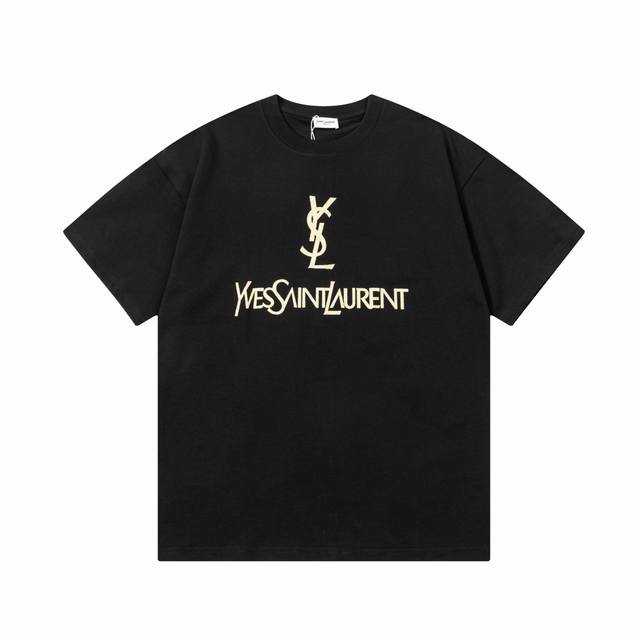 110【隔天到】 ysl 圣罗兰 烫金大字母～标识印花 logo经典精致升级 原版面料 官方同款 短袖T恤 定制260克同缸染面料 手感非常舒服 春夏最新版本