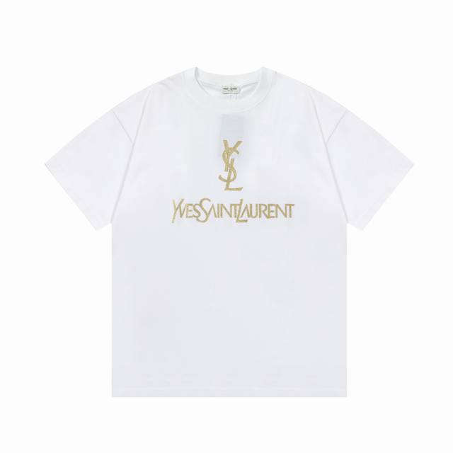 110【隔天到】 ysl 圣罗兰 烫金大字母～标识印花 logo经典精致升级 原版面料 官方同款 短袖T恤 定制260克同缸染面料 手感非常舒服 春夏最新版本