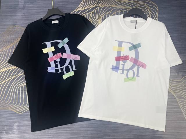 263#P60 dior迪奥2024春夏新款Logo圆领短袖T恤 高版本高版本 440支纱线260克全棉面料 全网独家首发 百搭款细节处理完美 数码直喷印花工艺