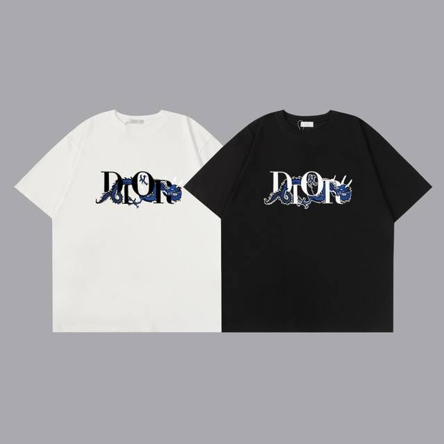 225#P60 【长期现货】 Dior 迪奥 24Ss专柜同款圆领短袖T恤～～胸前撞色Logo设计～定制棉质260双纱面料～ 厚板立体！衣服偏厚使整体高透气和柔