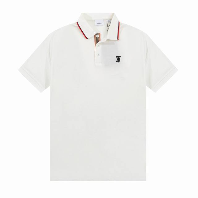 p120 Bur春夏翻领Polo衫新款 经典织带门襟Tb刺绣Logo标识，定制字母标识纽扣，细节到位，采用 100% 棉质珠地布制成，手感舒适，配备用扣，三标