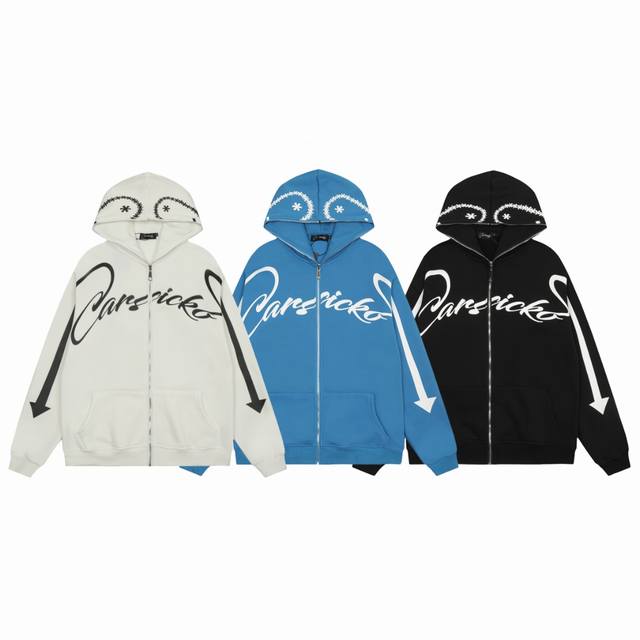 p160 ca05# 白底图 carsicko Full Zip Hoodie 摇粒绒拉链外套 订制360G摇粒绒抓绒面料 辅料齐全＋两层包装袋 color：黑