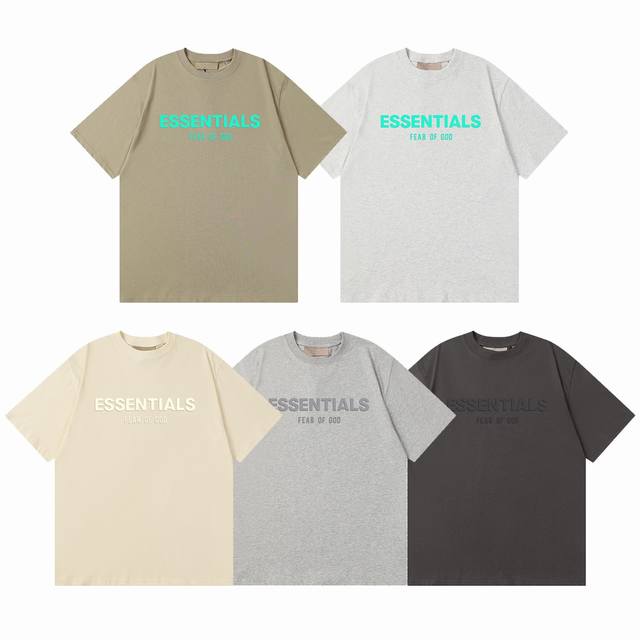 f066# P60 新款2025Ss Fear Of God Essentials 胸前立体硅胶印花宽松短袖T恤 高品质！！原版定制面料，原厂品质！！ 做工细节