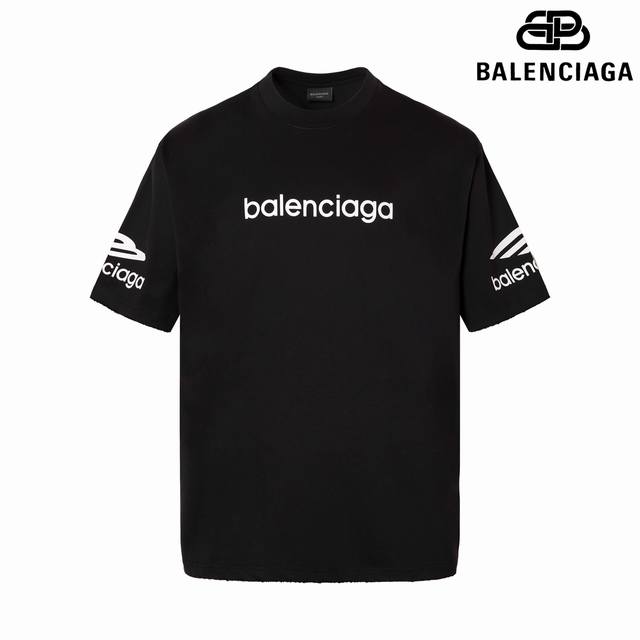 9187# P100 细节图 顶级版本【【Balencia*Ga】官网品质 巴黎新款滑雪系列3M艺术字母Logo印花短袖T恤 os版型 宽松落肩 男女同款 面料