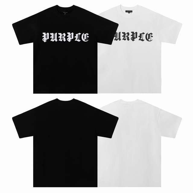 新款 519# P70 美式Purple Brand短袖T-Shirt男士Fog高街Ins春夏季宽松男女潮牌T恤 面料 240克 颜色 黑色 白色 码数 S M