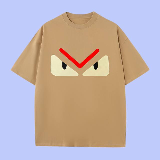 p90 高端品质 fendi 2025Fall 春夏系列 小怪兽眼睛短袖T恤 区别普通印花 定织270G32支双纱纯棉面料 宽松版型 男女同款 size：S M