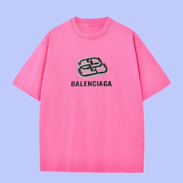 p90 高端品质 balenciaga 2025Fall 春夏系列 立体锁扣短袖T恤 区别普通印花 定织270G32支双纱纯棉面料 宽松版型 男女同款 size