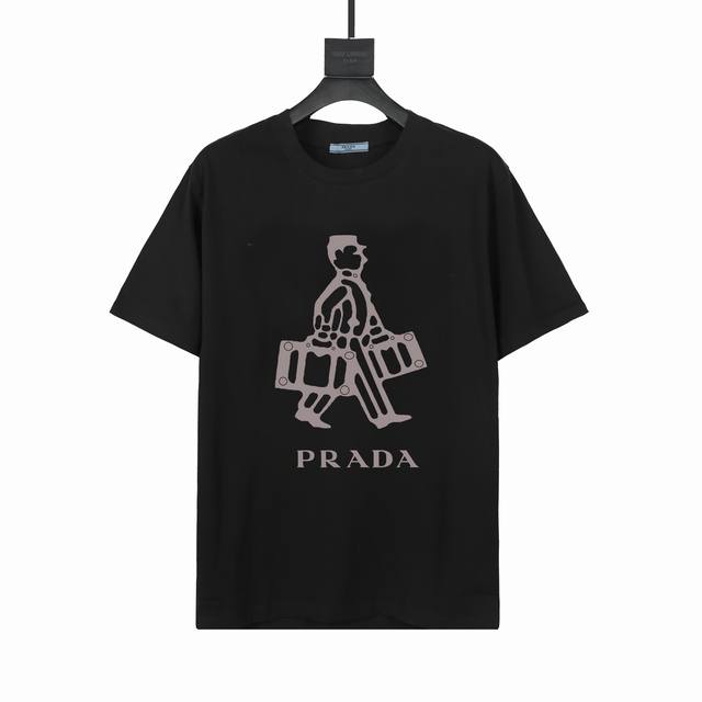ff530#P90 顶级高品 prada 普拉达短袖T恤 高端32S双纱280克面料 印花采用超高品质不脱胶工艺 超高克重高密度超高品质 经过高温缩水定型 毛料