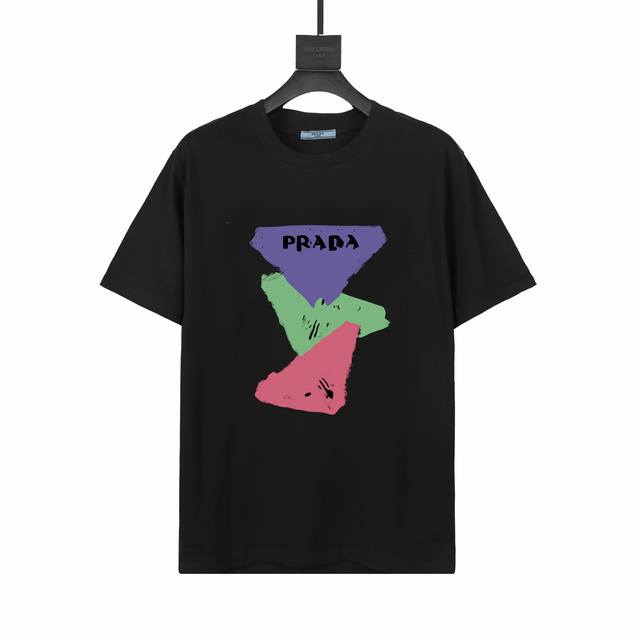 ff522#P90 顶级高品 prada 普拉达短袖T恤 高端32S双纱280克面料 印花采用超高品质不脱胶工艺 超高克重高密度超高品质 经过高温缩水定型 毛料