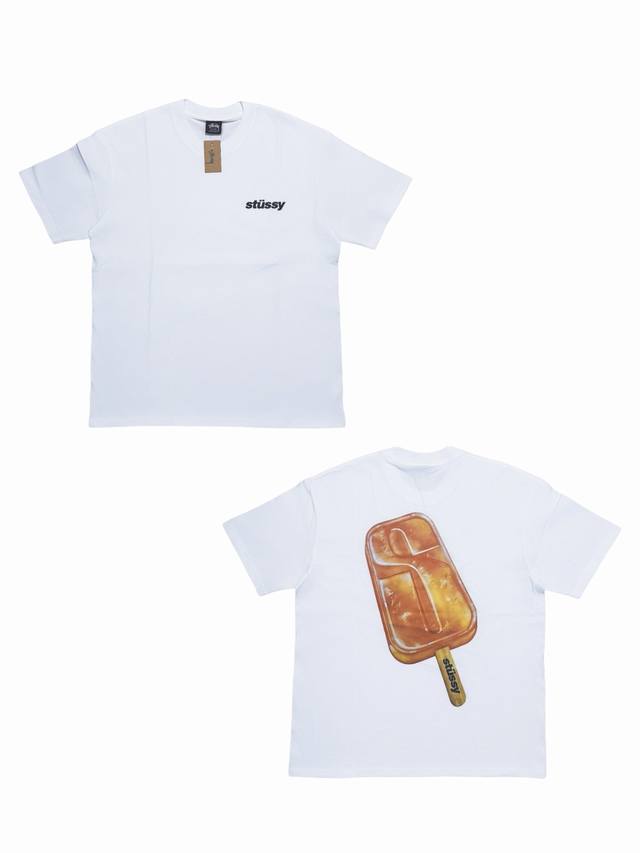 s273#P60 stussy Ss23 春夏系列 Popsicle Tee 雪糕大S棒冰图案印花短袖T恤 情侣款 采用圆筒无缝工艺（原版工艺 衣服侧面没有缝合