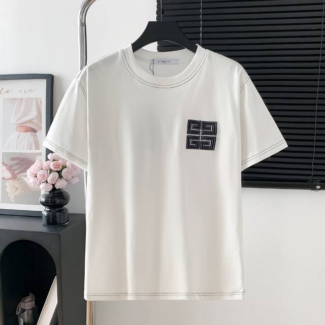 款号：W551 P90 givenchy 纪梵希 Logo字母刺绣短袖 logo标识精致 原版面料 官方同款 短袖T恤 定制280克同缸染纯棉双纱面料 手感非常