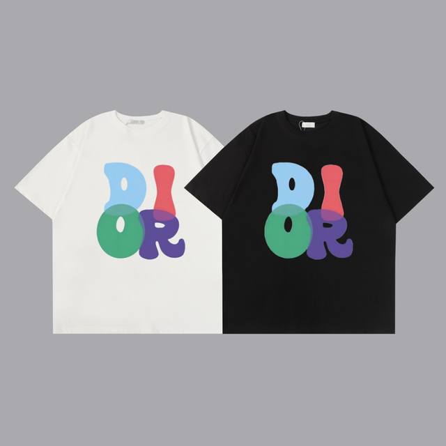 240#P60 【长期现货】 Dior 迪奥 24Ss专柜同款圆领短袖T恤～～胸前撞色Logo设计～定制棉质260双纱面料～ 厚板立体！衣服偏厚使整体高透气和柔