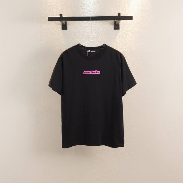 p90-款号C24【顶级版本】 acne Studios 24Ss春夏新款Extorr Ski 覆胶字母荧光粉立体徽标230克纯棉圆领短袖T恤男女同款情侣款 宽