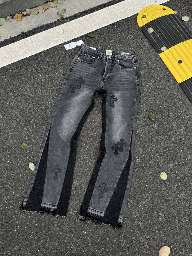 170 顶级版本-款号T19 gallery Dept.克罗贴皮十字架牛仔喇叭裤洗水做旧拼接牛仔裤 牛仔洗水厂，在这个过程中洗水厂老板帮忙介绍了一位，曾经供职于