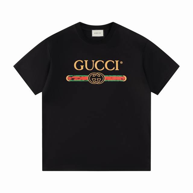 款号G19 批100 - Gucci 短袖T恤 男女同款 -采用原版280G100%纯棉面料 柔软舒适 螺纹同缸定染零色差 独家品质区别通货 欢迎对比 -颜色：