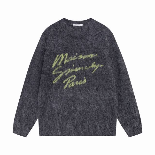 p210 纪梵希 Givenchy 发光签名款Logo提花圆领毛衣 颜色：灰色 码数：S M L Xl Xxl