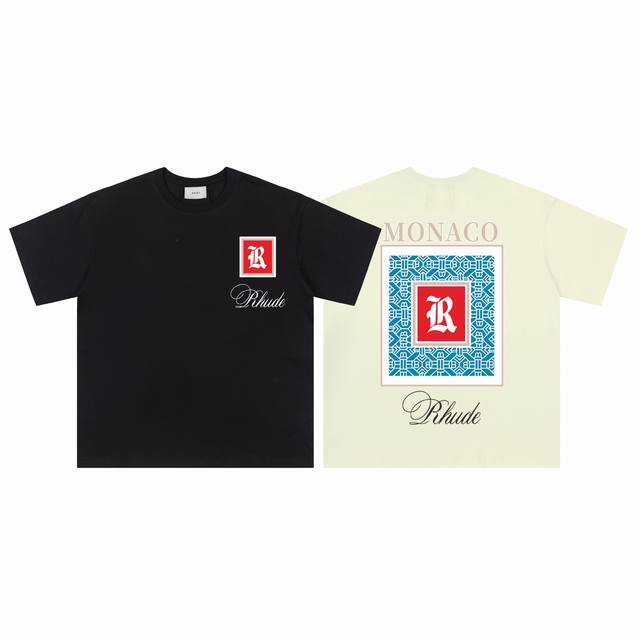 652#P70（后领细节还原） 美式潮牌Rhude 摩洛哥万宝路印花小众高街宽松男女休闲短袖T恤 颜色：黑色 白色 杏色 面料：26支280克潮牌双纱