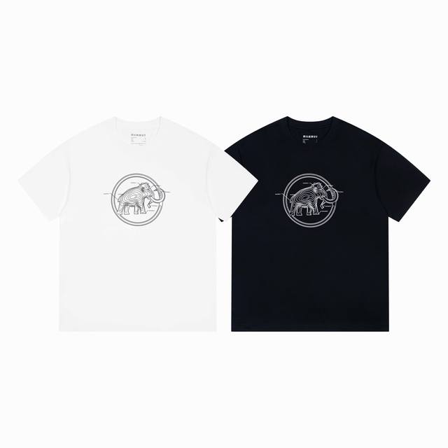 p100 高品质 猛犸象 Mammut 夏季圆领印花经典字母3D大象 款号：B14 面料：定制冰感爽滑棉 码数：S-2Xl 颜色：黑白两色
