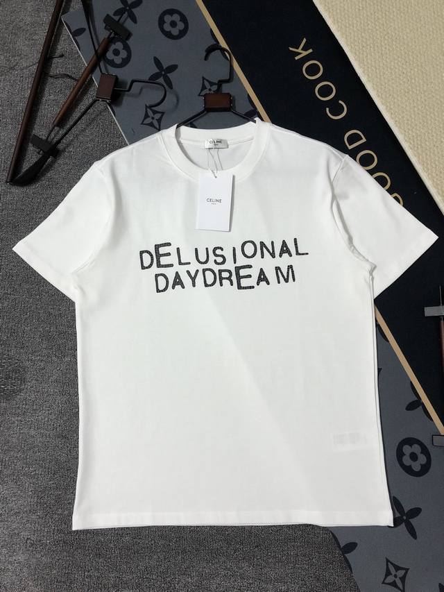 p100 Celine 短袖T恤 工艺：爆裂印花 颜色：黑色 白色 码数：S~Xl 面料：精梳紧密棉盖棉300G