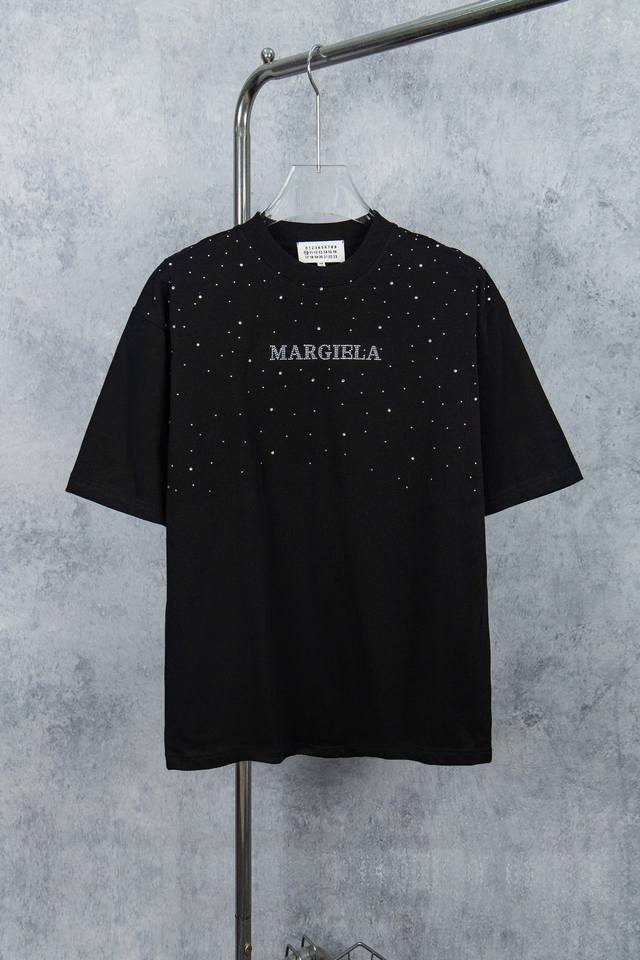 款号：M014#P90 maison Martin Margiela 梅森马吉拉25Ss 印花前幅满钻短袖T恤 yb一比一开发 100%棉 采用订色订染毛圈纯棉