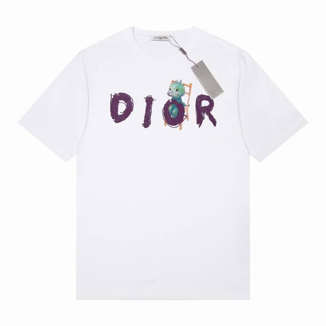 p80#D019 迪奥 Dior 24S/S 年限量款 小龙人图案设计 超帅的 春夏短袖T恤 完美细节处理 颜色 黑色 白色 码数 Xs S M L