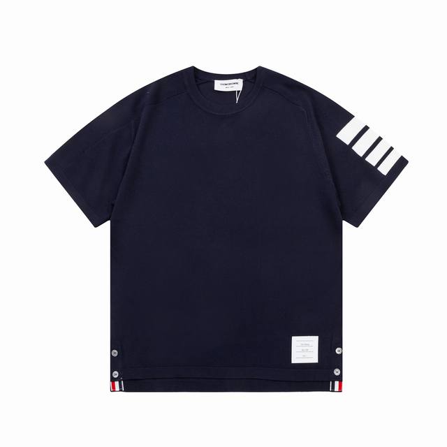 120 Thom Browne 汤姆布朗 四杠针织Polo衫 升级，灵感源自八十年代复古 原版面料 官方同款 圆领 短袖 定制 网纱毛衣针织面料 手感非常舒服