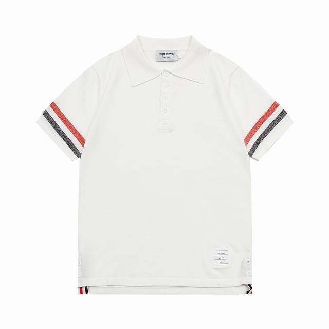 120 Thom Browne 汤姆布朗 拼色针织Polo衫 升级，灵感源自八十年代复古 原版面料 官方同款 针织 Polo衫 定制 网纱毛衣针织面料 手感非常