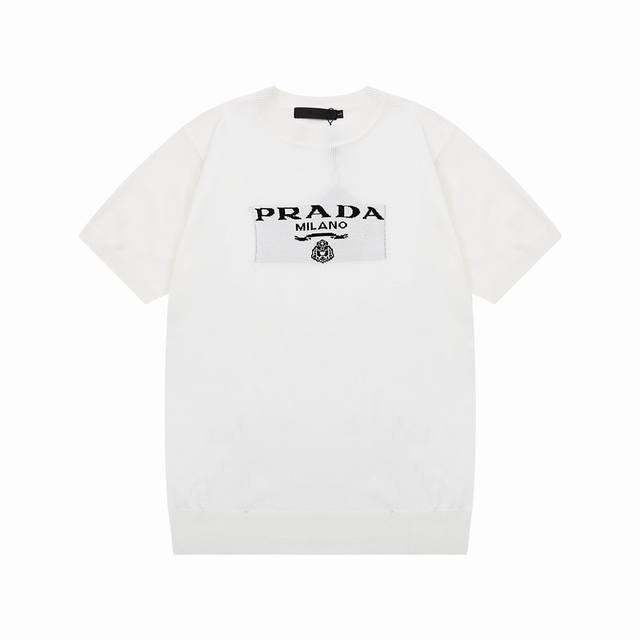 120 Prada 普拉达 字母色织三角标 针织圆领 升级，灵感源自八十年代复古 原版面料 官方同款 Polo衫 定制 网纱毛衣针织面料 手感非常舒服 春夏最新