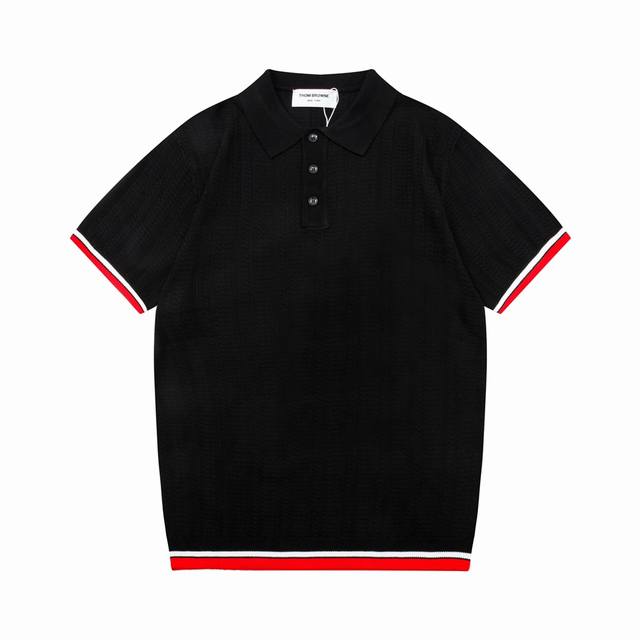 120 Thom Browne 汤姆布朗 拼色针织Polo衫 升级，灵感源自八十年代复古 原版面料 官方同款 Polo衫 定制 网纱毛衣针织面料 手感非常舒服