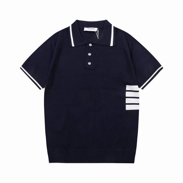 120 Thom Browne 汤姆布朗 四杠针织Polo衫 升级，灵感源自八十年代复古 原版面料 官方同款 Polo衫 定制 网纱毛衣针织面料 手感非常舒服