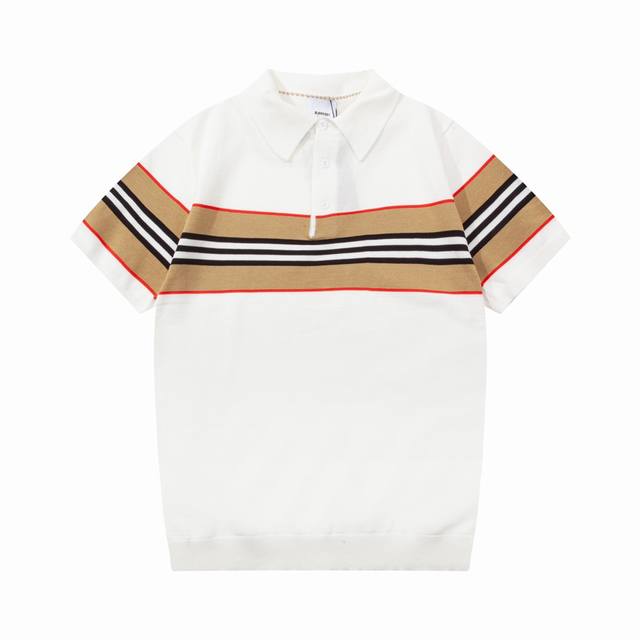 120 burberry 巴宝莉 经典三色拼接针织Polo衫 升级，灵感源自八十年代复古 原版面料 官方同款 Polo衫 定制 网纱毛衣针织面料 手感非常舒服