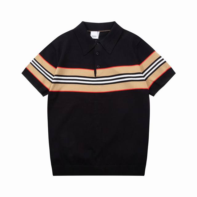120 burberry 巴宝莉 经典三色拼接针织Polo衫 升级，灵感源自八十年代复古 原版面料 官方同款 Polo衫 定制 网纱毛衣针织面料 手感非常舒服