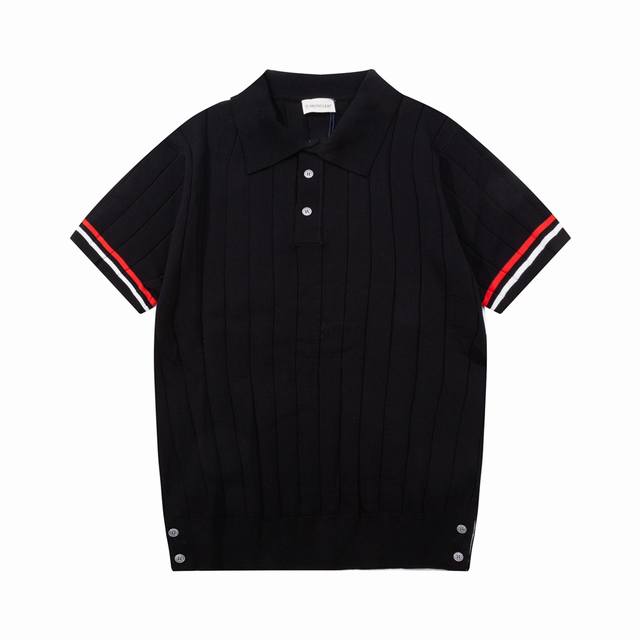 120 Moncler 蒙口 袖子拼色针织Polo衫 升级，灵感源自八十年代复古 原版面料 官方同款 Polo衫 定制 网纱毛衣针织面料 手感非常舒服 春夏最新
