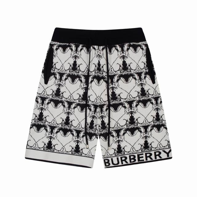 120 Burberry 巴宝莉 经典款 2023Ss新款针织短裤，定制面料采用威化布织法，提花针织工艺，版型紧致立体，满花字母拼接 定制裤绳五金质感强，顺滑，