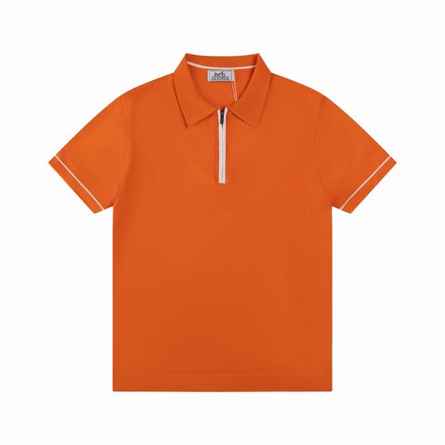 120 Hermes 爱马仕 针织衫Polo衫 升级，灵感源自八十年代复古 原版面料 官方同款 圆领针织衫T恤 定制 网纱毛衣针织面料 手感非常舒服 春夏最新砖