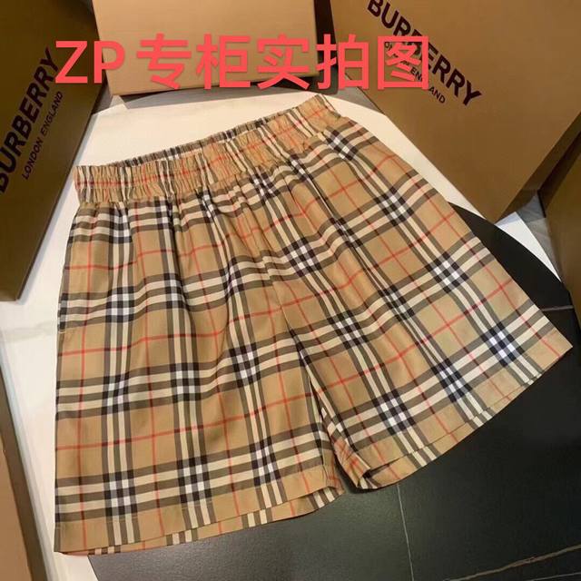 新增S码 全新升级面料 价格不变 140（Zp版本 Yb开模） - Bur巴宝莉经典款 格纹对位沙滩裤短裤 男女同款 -采用原版1:1同等面料定制 独家品质区别