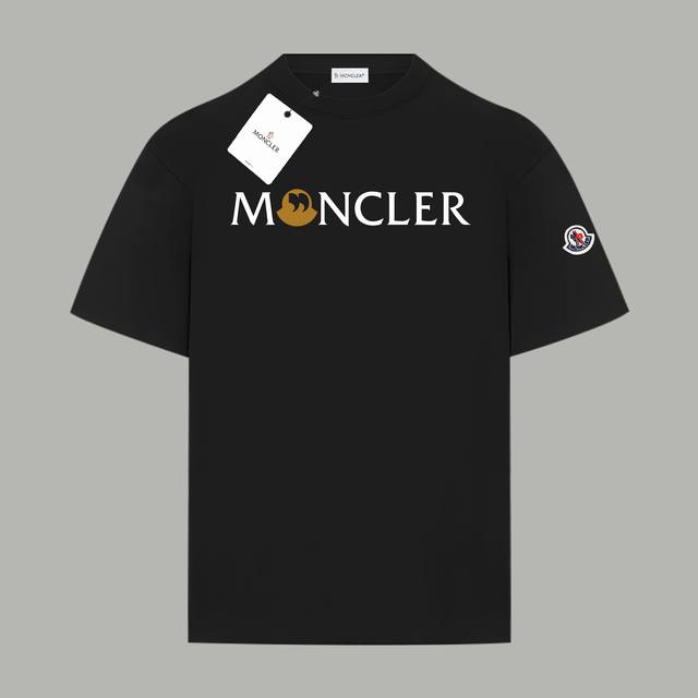 90 Moncler/蒙口 《2025官网同款 经典样式字母Logo》 印花双纱纯棉短袖 -【280G双纱纯棉顶级面料 手感柔软 百分百纯棉独家出货 定染硫化黑
