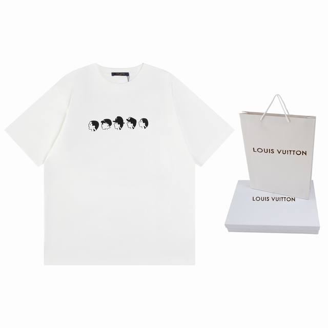 100【顶级版本.官网品质】 louis Vuitton*路易威登 lv 25Ss 小人头人物印花短袖T恤 采用原板独家定制260克32支双莎纯棉面料 质感非常
