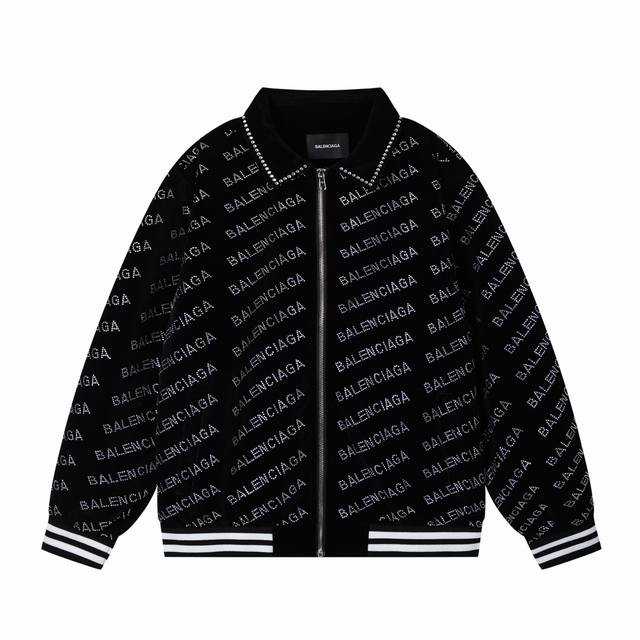 k6.P360 blg 巴黎世家 2025秋冬新款男士棒球服夹克外套，专柜同步发售！定制专属金丝绒面料，全景Logo烫钻工艺设计！简约大方，从容百搭，档次极高，