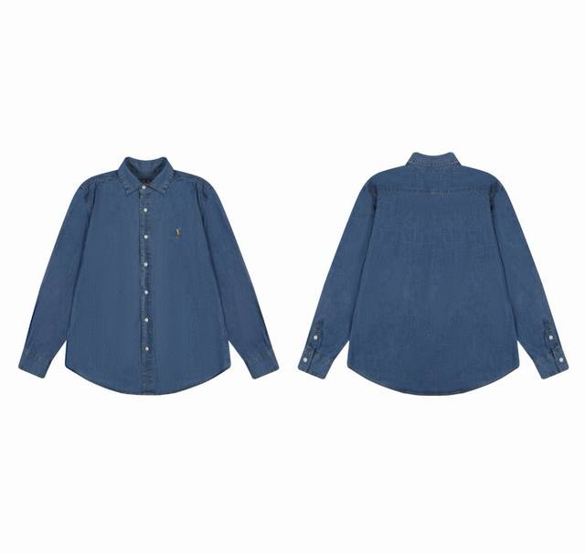 170 白底图 【热门新款】 款号：25036# 颜色：牛仔蓝 尺码：S一Xl - Ralph Lauren/拉夫劳伦 四季经典款美式复古彩色马标牛仔长袖衬衫