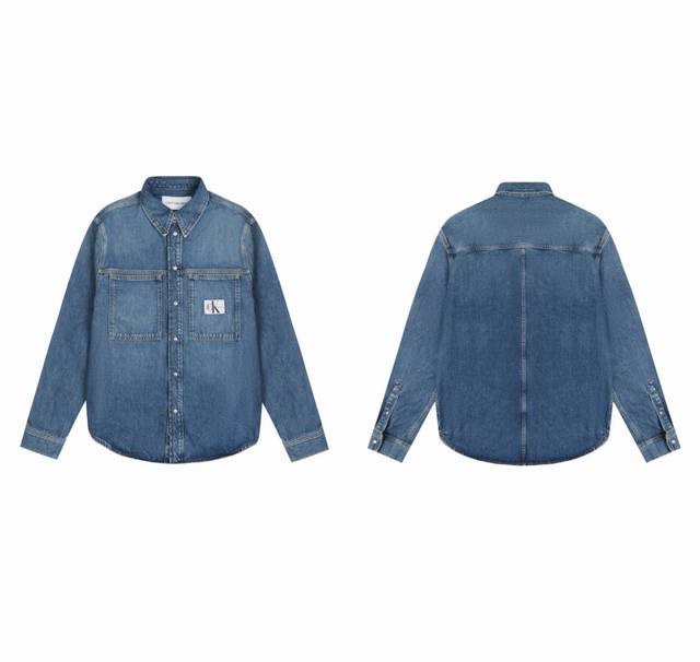 180 白底图 【热门单品】 款号：25002# 颜色：中蓝色 尺码：S-Xl -Calvin Klein/卡尔文 2025Ss 早春系列经典布标贴袋复古蓝牛仔