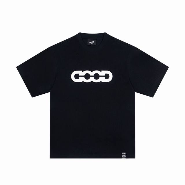 款号G009 #P80 国潮Goodbrand 立体凹凸厚板字母宽松短袖T恤 颜色：黑色 白色 码数：S M L Xl