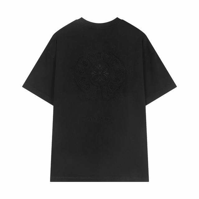p150 高品质 Chrome Hearts 克罗心 2025春夏最新基础短袖T恤，重工贴布绣花 潮流感十足定染纯棉面料320克，Os版型，颜色:黑 灰 码数