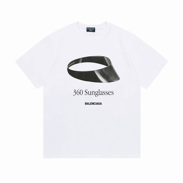 p100（隔天到） balenciaga 巴黎世家 2025新款 官网同步 360°太阳镜字母Logo 男女同款 短袖T恤 ·定制280克100％双纱纯棉面料