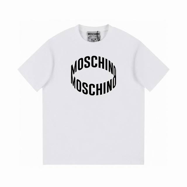 p100（隔天到） moschino 莫斯奇诺 2025新款 立体字母Logo 男女同款 短袖T恤 ·定制300克100％双纱纯棉面料 ·定染32支双股螺纹 ·