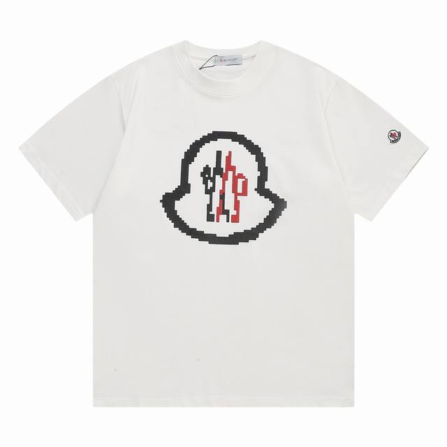p70#K018 moncler/蒙口 《官网同款印花图案》 双纱纯棉短袖 经典马赛克Logo -【260G双纱纯棉顶级面料 手感柔软 百分百纯棉独家出货 定染
