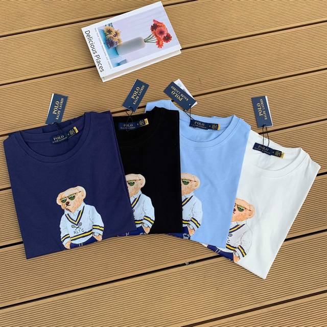 90 款号：L01 ralph Lauren/拉夫劳伦25Ss新款小熊公仔图案印花纯色T恤圆领短袖 颈部主标Logo有二维码标，可以扫码验证，并且细节熊标刺绣全