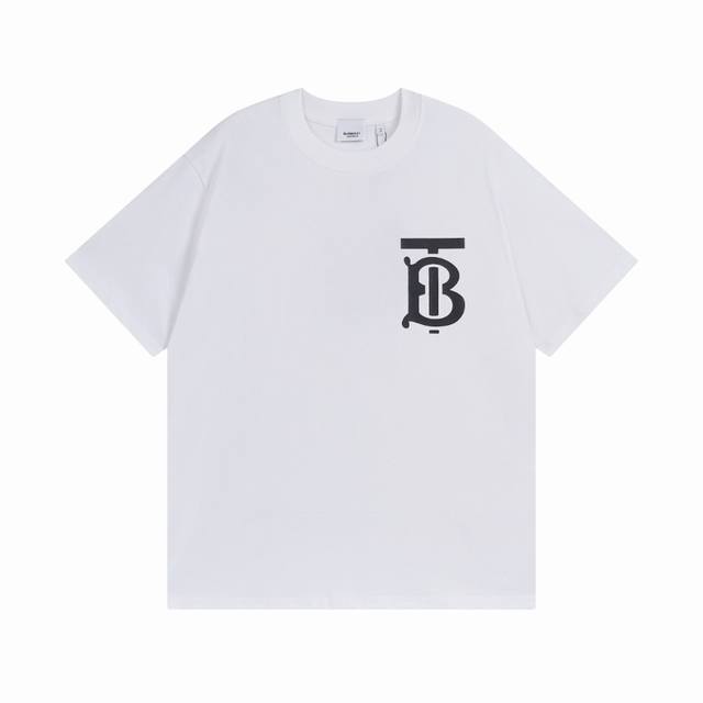 70 特价清不退不换 burberry/巴宝莉Bbr 23Ss 经典Bur胸口Tb立体硅胶Logo压胶字母标语圆领短袖T恤情侣百搭款 重磅260G定制32支原版